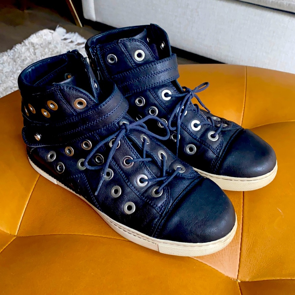 Stuart Weitzman Navy High Top Sneakers